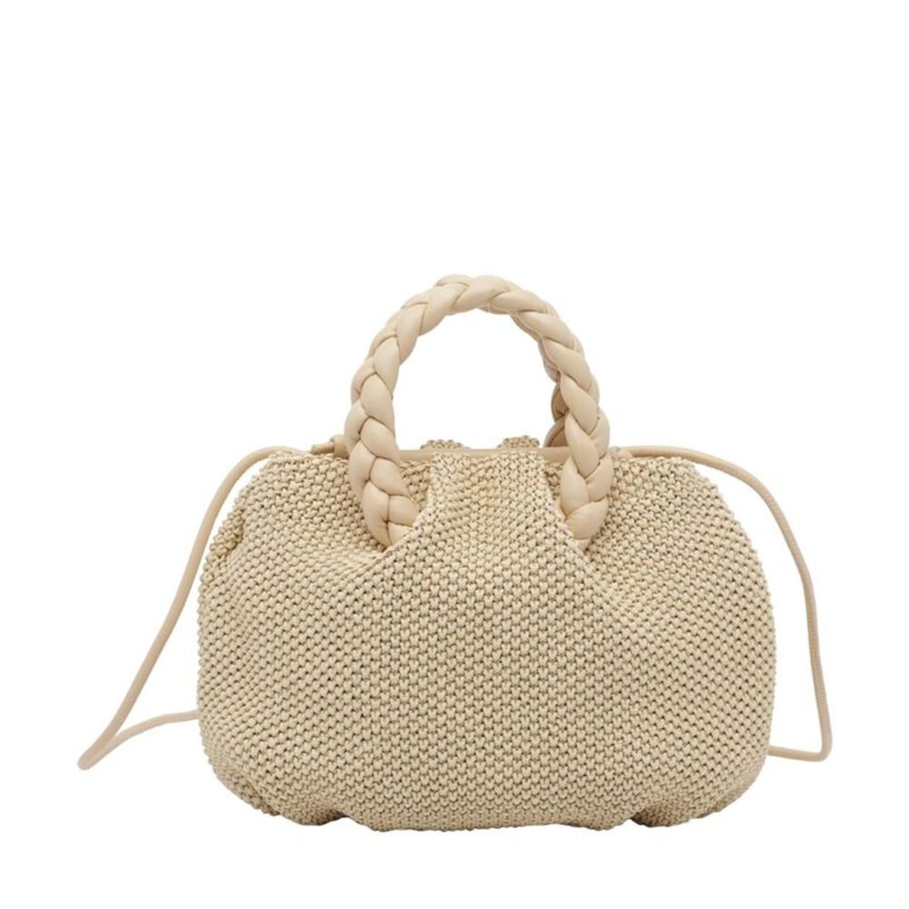 Hereu Women Medium Raffia Soft Bombom Handbag